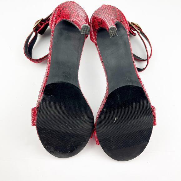 Steve Madden Red Snake Print Heels Size 8 - Picture 5 of 13